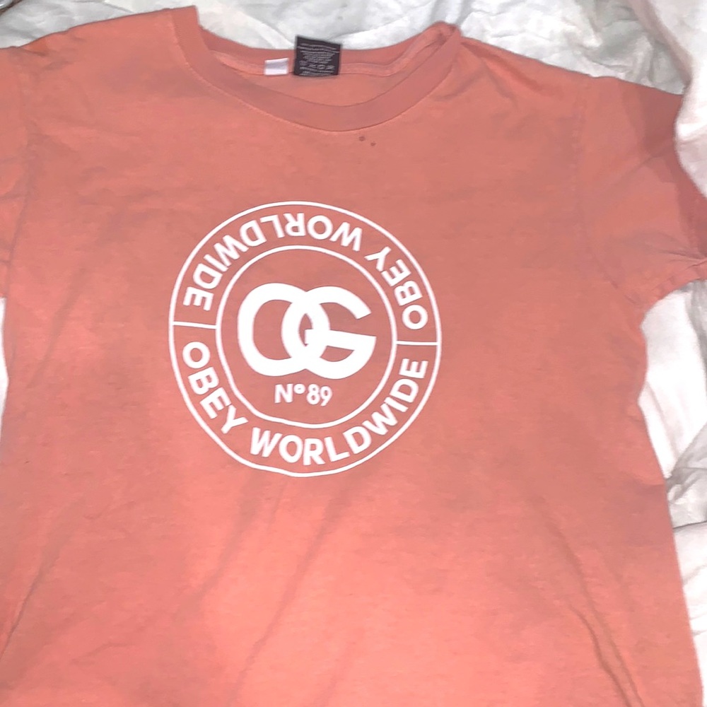 Peach obey tee